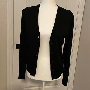 J Crew Merino Wool, V-Neck, 5-button cardigan, black , Size S